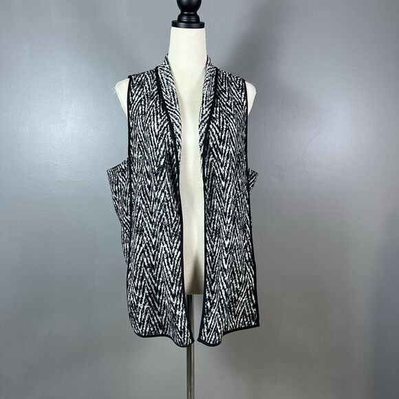 John Mark ZigZag Vest L Wool Textured Boho Lagenlook Old‎ Money Artsy Mob Wife - Picture 1 of 8